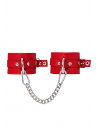 Красные мягкие кожаные оковы с люверсами - Pecado - купить с доставкой в Серпухове