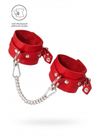 Красные мягкие кожаные оковы с люверсами - Pecado - купить с доставкой в Серпухове