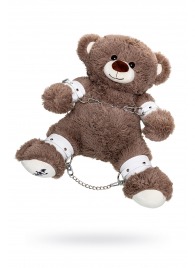 Бондажный набор: бурый мишка с белыми оковами и наручниками - Pecado - купить с доставкой в Серпухове