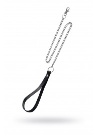 Поводок с ручкой из черной натуральной кожи и карабином для ошейника - Pecado - купить с доставкой в Серпухове