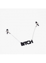 Зажимы на соски с кожаной подвеской Bitch - Crazy Handmade - купить с доставкой в Серпухове