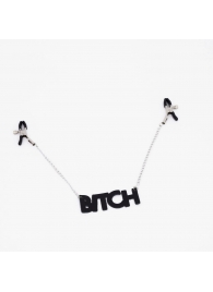 Зажимы на соски с кожаной подвеской Bitch - Crazy Handmade - купить с доставкой в Серпухове