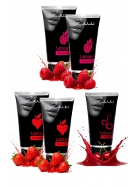 Набор из 5 съедобных лубрикантов JUJU (клубника х 2, малина х 2, вишня) - JuJu - купить с доставкой в Серпухове