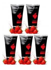 Набор из 5 съедобных лубрикантов JUJU со вкусом клубники - JuJu - купить с доставкой в Серпухове
