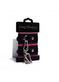 Черно-розовые скругленные наручники с мягкой подкладкой - Crazy Handmade - купить с доставкой в Серпухове