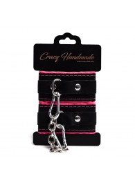 Черно-розовые скругленные наручники с мягкой подкладкой - Crazy Handmade - купить с доставкой в Серпухове