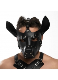 Черная кожаная маска «Собака» - Crazy Handmade - купить с доставкой в Серпухове