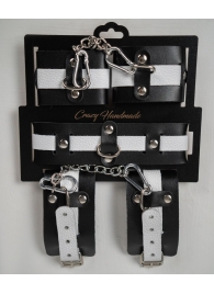 Набор фиксаторов из черной и белой натуральной кожи - Crazy Handmade - купить с доставкой в Серпухове
