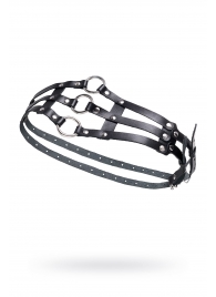 Черный кожаный пояс с кольцами - Pecado - купить с доставкой в Серпухове