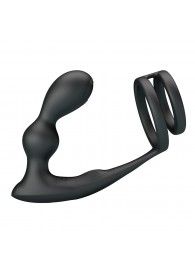 Черный вибростимулятор простаты с фиксацией кольцами - Baile - в Серпухове купить с доставкой