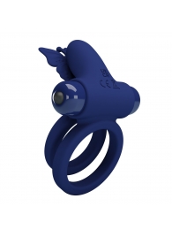 Синее эрекционное кольцо с вибростимуляцией клитора - Baile - в Серпухове купить с доставкой