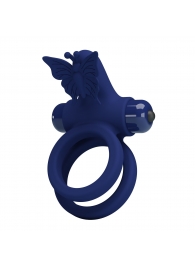 Синее эрекционное кольцо с вибростимуляцией клитора - Baile - в Серпухове купить с доставкой