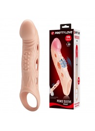 Телесная удлиняющая насадка с рельефом и вибрацией Brad - 21,3 см. - Baile - в Серпухове купить с доставкой