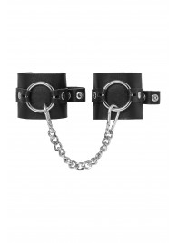 Черные наручники из толстой натуральной кожи с люверсами - Pecado - купить с доставкой в Серпухове
