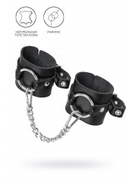 Черные наручники из толстой натуральной кожи с люверсами - Pecado - купить с доставкой в Серпухове