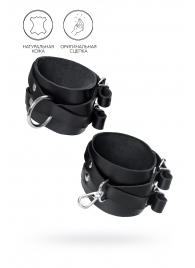 Черные кожаные оковы с двумя перекрёстными ремешками - Pecado - купить с доставкой в Серпухове
