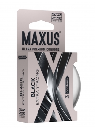 Черные утолщенные презервативы MAXUS Extra Strong с железным кейсом - 3 шт. - Maxus - купить с доставкой в Серпухове