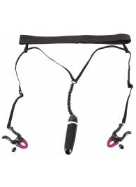 Женские вибростринги с зажимами для половых губ Spreader String with Vibrator - Orion - купить с доставкой в Серпухове