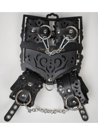 Черный ажурный кожаный набор фиксаций - Crazy Handmade - купить с доставкой в Серпухове