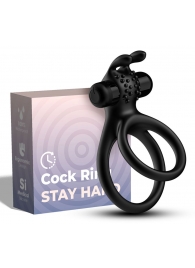 Черное эрекционное виброкольцо с подхватом мошонки Stay Hard - Boys of Toys - в Серпухове купить с доставкой