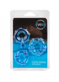 Набор из 3 синих эрекционных колец с различным рельефом - Erowoman-Eroman - в Серпухове купить с доставкой