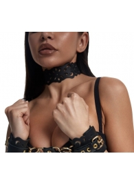 Черный ажурный чокер с золотистой фурнитурой - Crazy Handmade - купить с доставкой в Серпухове