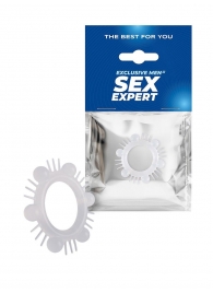 Эластичное эрекционное кольцо с шипиками и шариками - Sex Expert - в Серпухове купить с доставкой