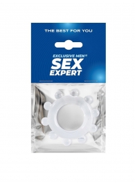 Прозрачное эрекционное кольцо со стимулирующими шариками - Sex Expert - в Серпухове купить с доставкой