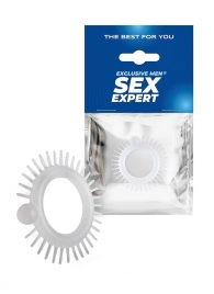 Эластичное эрекционное кольцо с шипиками и шариком - Sex Expert - в Серпухове купить с доставкой