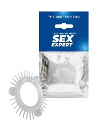 Эластичное эрекционное кольцо с 3 шариками и шипами - Sex Expert - в Серпухове купить с доставкой