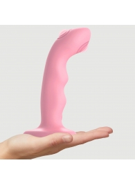 Розовая насадка-стимулятор Strap-On-Me Tapping Dildo Wave - Strap-on-me - купить с доставкой в Серпухове