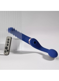 Синий безремневой страпон Multi Orgasm Bendable Strap-On size L с клиторальной стимуляцией - Strap-on-me - купить с доставкой в Серпухове