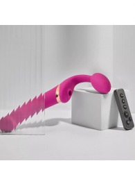 Ярко-розовый безремневой страпон Multi Orgasm Bendable Strap-On size L с клиторальной стимуляцией - Strap-on-me - купить с доставкой в Серпухове