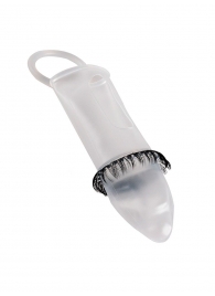 Закрытая насадка на пенис с подхватом мошонки и стимулирующими «ресничками» - Sextaz - в Серпухове купить с доставкой