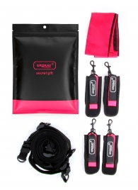 Черно-розовый эротический набор: фиксатор, оковы, наручники, повязка - Erokay - купить с доставкой в Серпухове