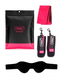 Черно-розовый эротический набор: маска, наручники и повязка - Erokay - купить с доставкой в Серпухове