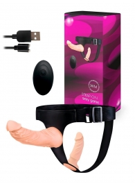 Женский страпон с 2 насадками, вибрацией и пультом ДУ - Erowoman-Eroman - купить с доставкой в Серпухове