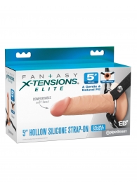 Телесный пустотелый фаллопротез 5’’ Hollow Silicone Strap-On - 14 см. - Pipedream - купить с доставкой в Серпухове