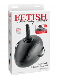 Черный надувной мяч с платформой для фиксации дилдо Body Dock Inflatable Love Ball - Pipedream - купить с доставкой в Серпухове