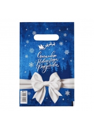 Сине-белый подарочный новогодний пакет с вырубной ручкой (20х30 см) - Сима-Ленд - купить с доставкой в Серпухове
