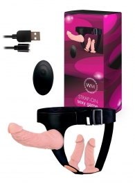 Женский страпон с 3 насадками и вибрацией - Erowoman-Eroman - купить с доставкой в Серпухове