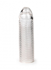 Прозрачная закрытая насадка на пенис с ребрышками - 16 см. - Sex Expert - в Серпухове купить с доставкой