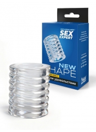 Прозрачная сквозная насадка на пенис с ребрышками - Sex Expert - в Серпухове купить с доставкой