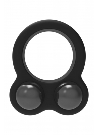 Черное эрекционное кольцо с утяжелителями Cockring Dual Weight - Dream Toys - в Серпухове купить с доставкой