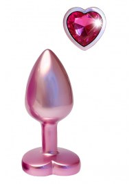 Розовая анальная пробка с кристаллом-сердцем Pearl Pink Plug Small - Dream Toys