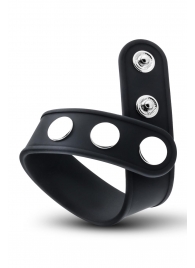 Черное эрекционное кольцо на кнопках - Blush Novelties - в Серпухове купить с доставкой