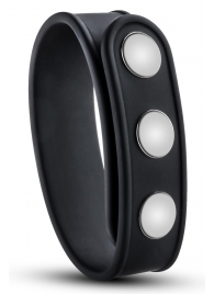 Черное эрекционное кольцо на кнопках - Blush Novelties - в Серпухове купить с доставкой