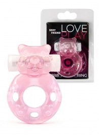 Розовое эрекционное виброкольцо в форме мишки - 1137 - в Серпухове купить с доставкой