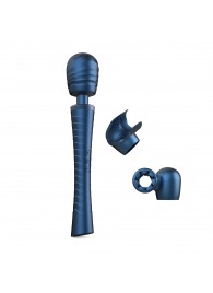 Синий вибромассажёр с насадками Man.wand Edgy - Manwan - в Серпухове купить с доставкой