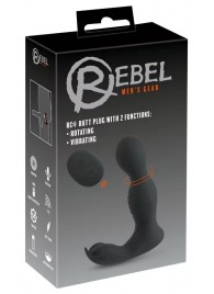 Черная анальная пробка с вибрацией, вращением и пультом ДУ RC Butt Plug with 2 Functions - Orion - в Серпухове купить с доставкой